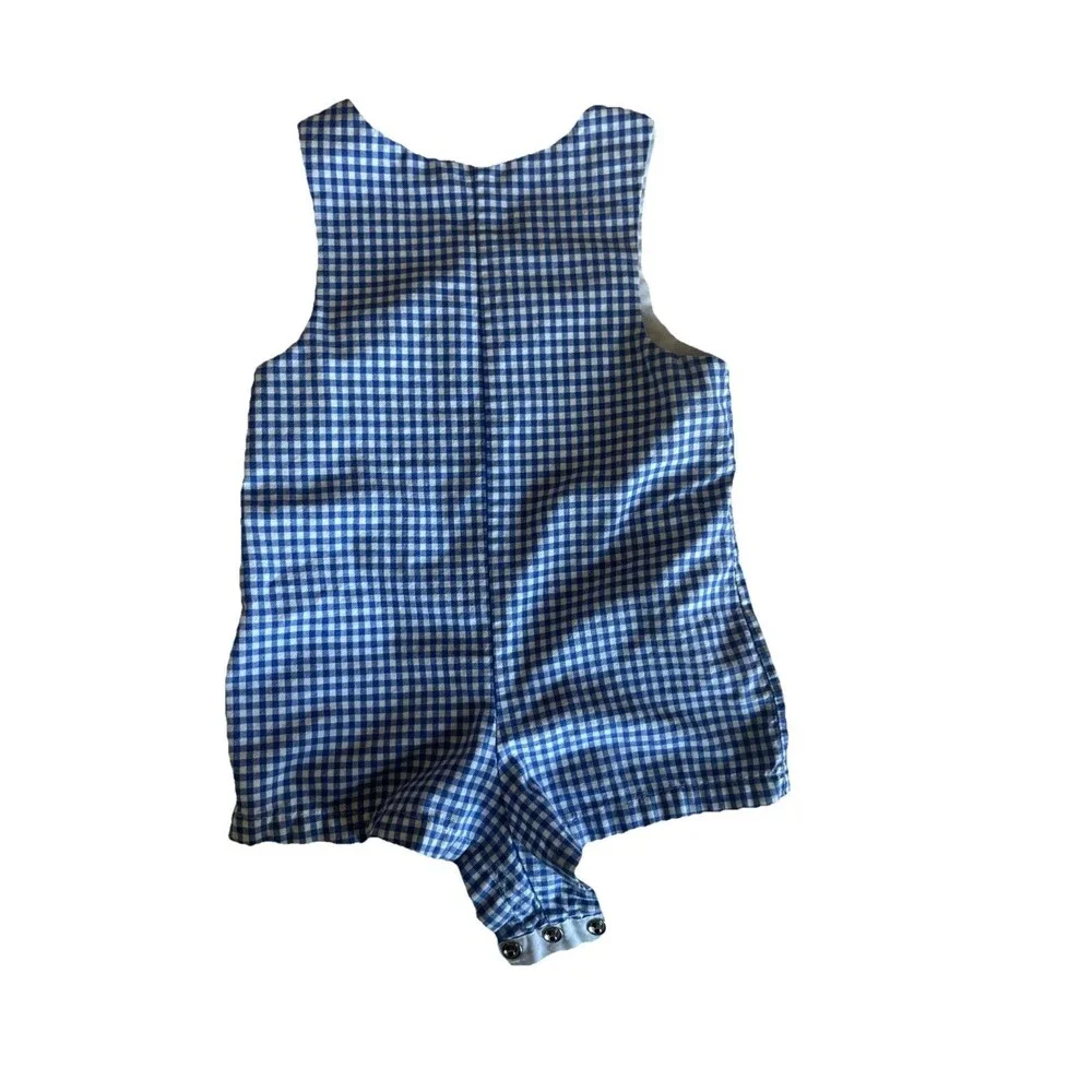 Good Lad Vtg Checkered Fish One Piece Romper Size 12 Mo